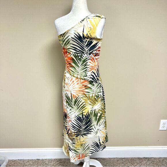 Stella & Julie Tropical Print One-Shoulder Dress Sz 4 - Picture 4 of 6
